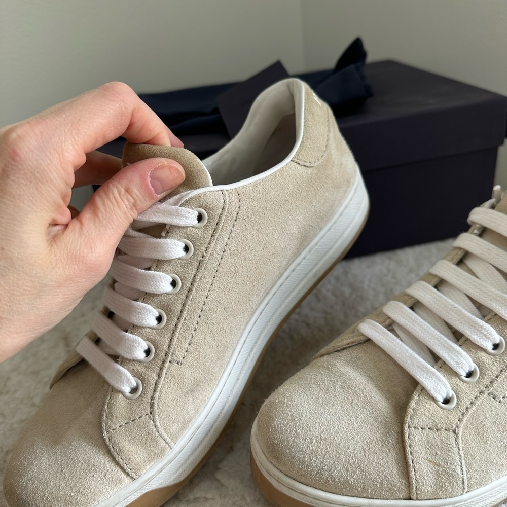 Prada  Beige Suede Sneakers. Size 38 - Picture 7 of 9